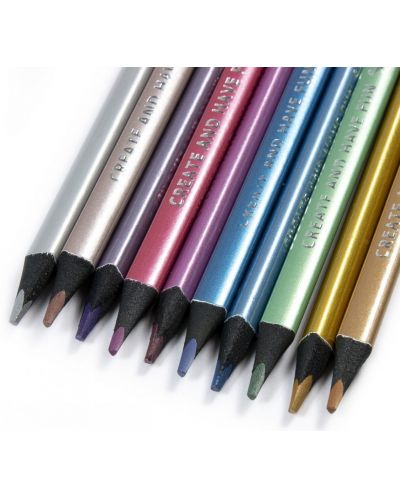 Цветни моливи Kidea - 10 цвята, металик - 2