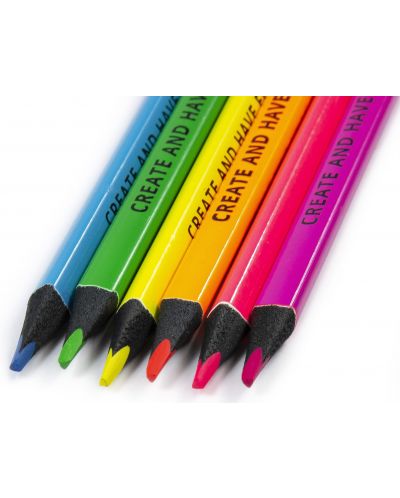 Цветни моливи в неонови цветове Kidea - 6 цвята - 2