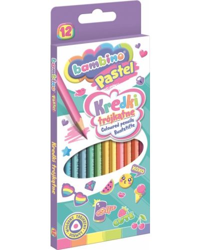 Цветни моливи Bambino Premium - 12 броя, пастелни цветове, асортимент - 2