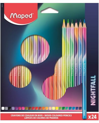 Цветни моливи Maped Nightfall - 24 цвята - 1