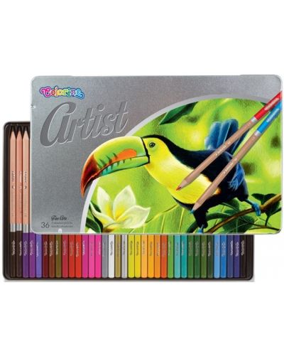 Цветни моливи Colorino Artist - в метална кутия, 36 цвята - 1