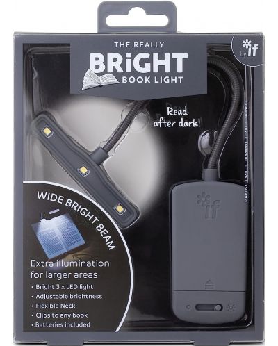 Цветна лампичка за книга IF – Bright, сива - 1