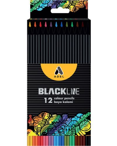 Цветни моливи Adel BlackLine - 12 цвята - 1