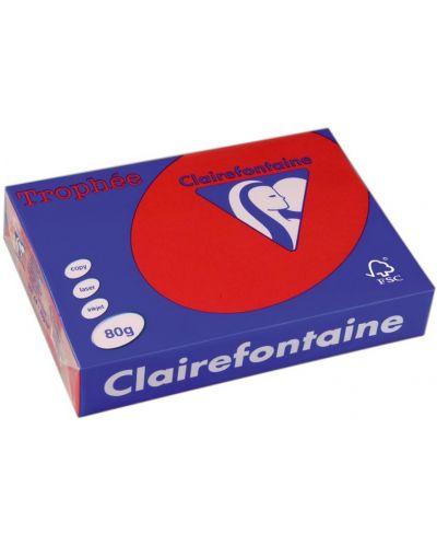 Цветна копирна хартия Clairefontaine - А3, 80 g/m2, 100 листа, Intensive Red  - 1