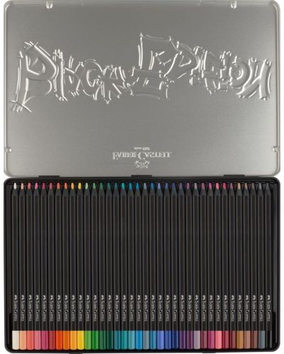 Цветни моливи Faber-Castell Black Edition - 36 цвята, метална кутия - 3