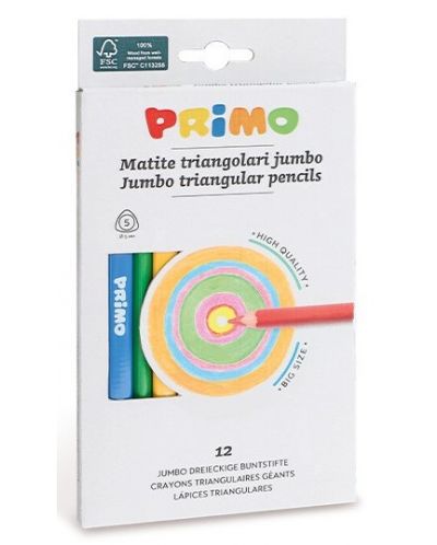 Цветни моливи Primo Maxi - Триъгълни, 12 броя - 1