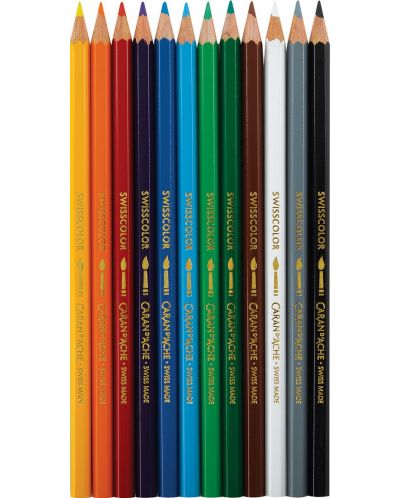 Цветни акварелни моливи Caran d'Ache Swisscolor - 12 цвята - 2