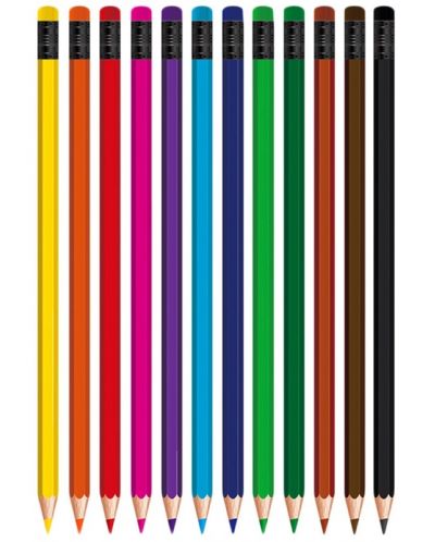 Цветни моливи с гума S. Cool - 12 цвята - 2