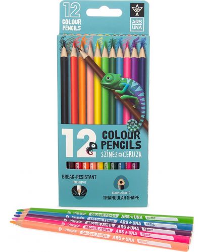 Цветни триъгълни моливи Ars Una - 12 цвята - 1