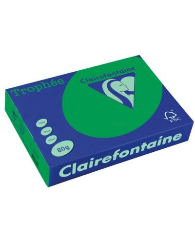 Цветна копирна хартия Clairefontaine - А4, 80 g/m2, 100 листа, Intensive Forest Green - 1