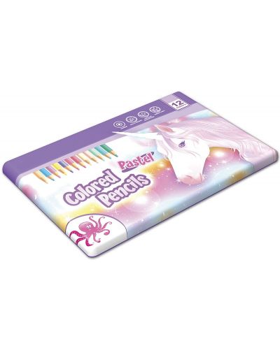 Цветни моливи Octopus Pastel - 12 цвята, в метална кутия - 1