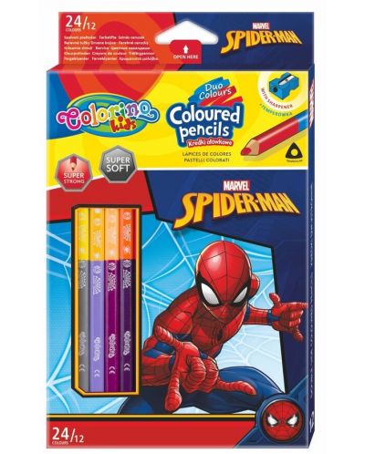 Цветни моливи Colorino - Marvel Spider-Man, 24 цвята и острилка - 1
