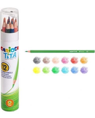 Цветни моливи Carioca Tita - 12 цвята + острилка - 2
