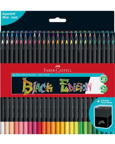 Цветни моливи Faber-Castell Black Edition - 50 цвята - 1