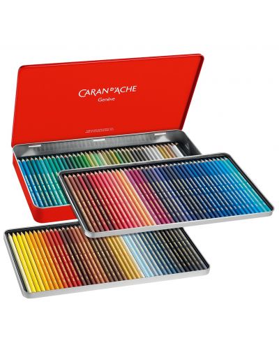 Цветни акварелни моливи Caran d'Ache Supercolor - 120 цвята, метална кутия - 2