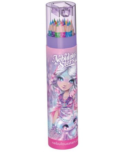 Цветни моливи с острилка и моливник Nebulous Stars - Aсортимент - 4