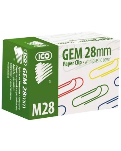 Цветни кламери Ico - M28, 28 mm, 100 броя - 1