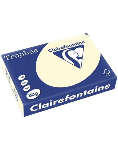 Цветна копирна хартия Clairefontaine - А4, 80 g/m2, 100 листа, Cream - 1