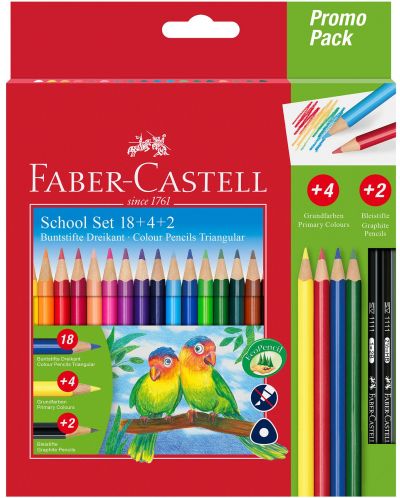 Цветни триъгълни моливи Faber-Castell - Triangular, 24 броя - 1