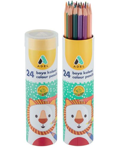 Цветни моливи Adel - 24 цвята, в тубус - 1