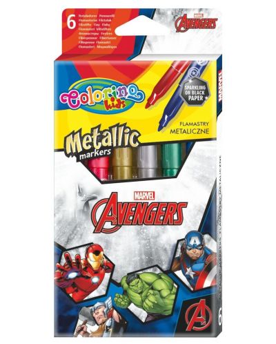 Цветни маркери Colorino - Marvel Avengers, 6 цвята - 1