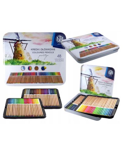 Цветни акварелни моливи Astra Prestige - В метална кутия, 48 цвята - 4
