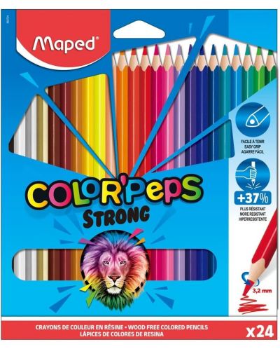 Цветни моливи Maped Color Peps - Strong, 24 цвята - 1
