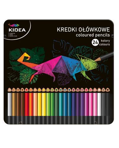 Цветни моливи в метална кутия Kidea - 24 цвята - 1
