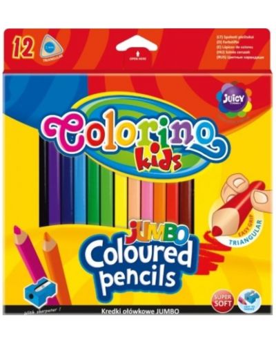 Цветни моливи Colorino Kids - Jumbo, 12 цвята - 1