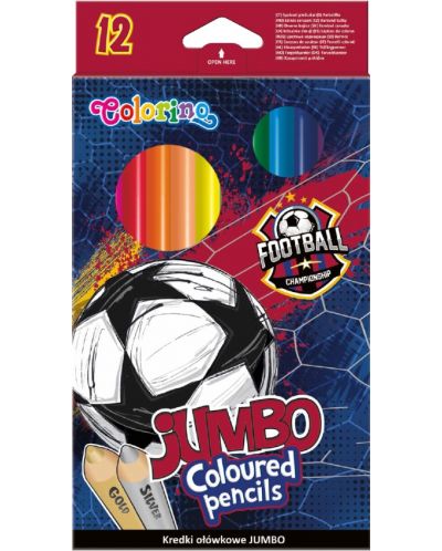 Цветни моливи Colorino Football - Jumbo, 12 цвята - 1