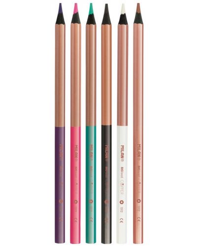 Цветни моливи Milan Copper - 3.5 mm, 6 цвята - 2