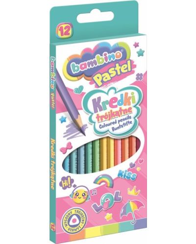 Цветни моливи Bambino Premium - 12 броя, пастелни цветове, асортимент - 1