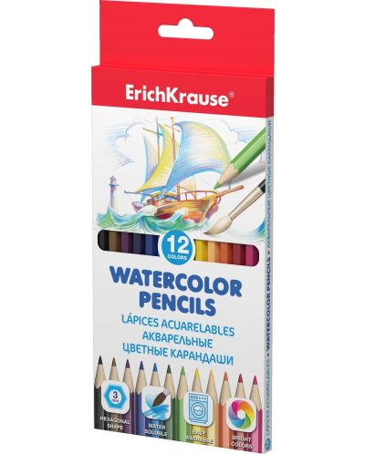 Цветни акварелни моливи Erich Krause Art Berry - 12 цвята, асортимент - 2