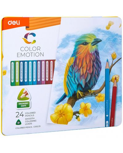 Цветни моливи Deli Color Emotion - EC00225, 24 цвята, в кутия - 1