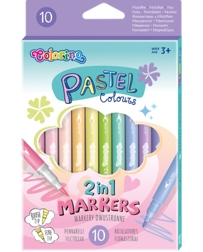 Цветни маркери Colorino Pastel - двувърхи, 10 цвята - 1