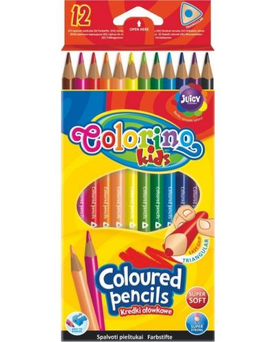 Цветни триъгълни моливи Colorino Kids - 12 цвята - 1