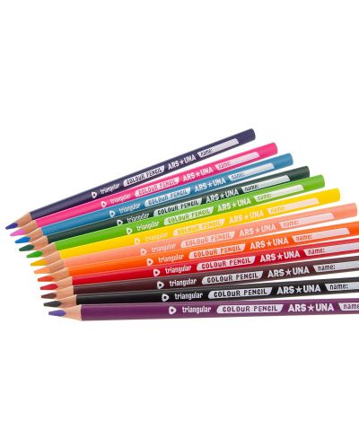 Цветни триъгълни моливи Ars Una - 12 цвята - 2