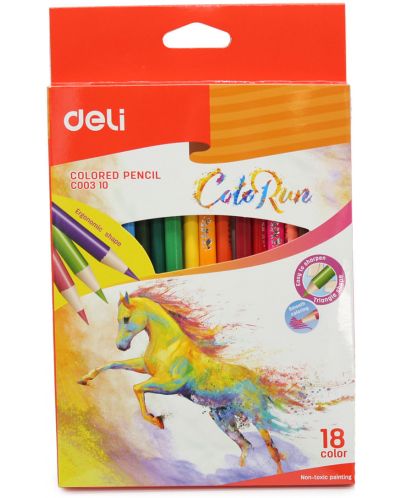 Цветни моливи Deli Colorun - EC00310, 18 цвята - 1