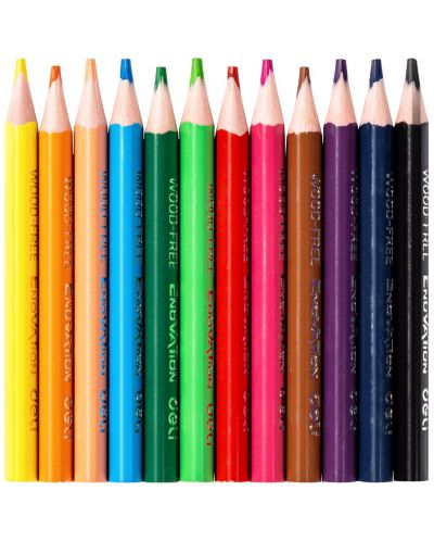 Цветни моливи Deli Enovation - EC114-12, Mini size, 12 цвята - 2