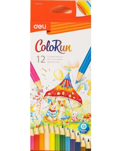 Цветни моливи Deli Colorun - EC130-12, 12 цвята - 1