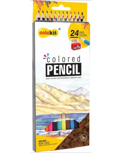 Цветни моливи Colokit - 24 цвята, острилка - 1