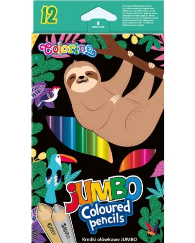 Цветни моливи Colorino Wildkid - Jumbo, 12 цвята - 1