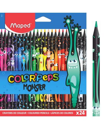 Цветни моливи Maped Color Peps - Monster, 24 цвята - 1