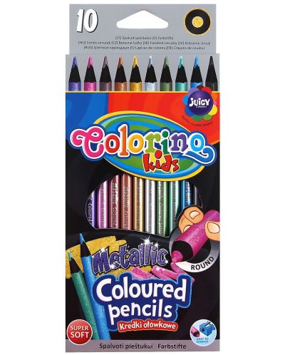 Цветни моливи Colorino Kids - металик, 10 цвята - 1