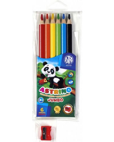 Цветни моливи Astra - 6 цвята + острилка подарък - 1