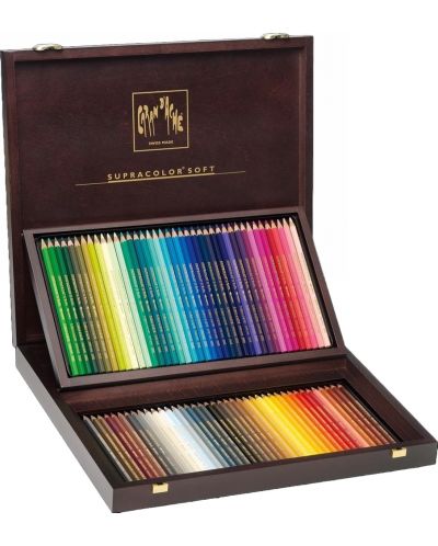 Цветни акварелни моливи Caran d'Ache Supercolor - 80 цвята, дървена кутия - 1