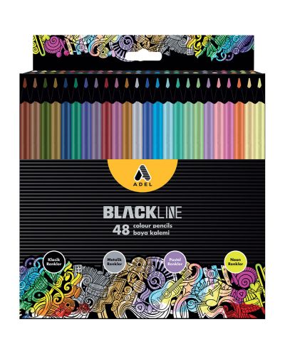 Цветни моливи Adel BlackLine - 48 цвята - 1