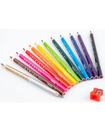 Цветни моливи Colorino Disney Jumbo - Mickey and Friends, 12 + 1 цвята и острилка - 2