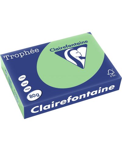 Цветна копирна хартия Clairefontaine - А4, 80 g/m2, 100 листа, Nature Green - 1