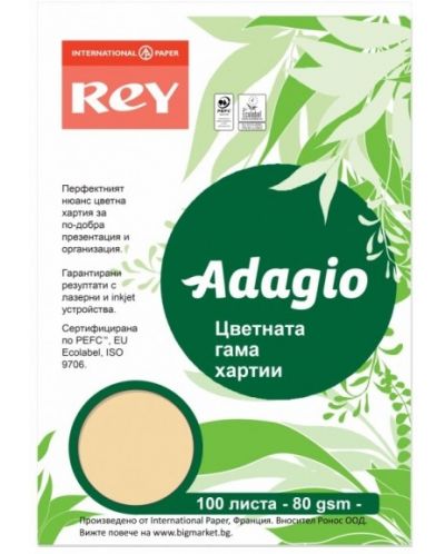 Цветен копирен картон Rey Adagio - Gold, A4, 160 g, 100 листа - 1